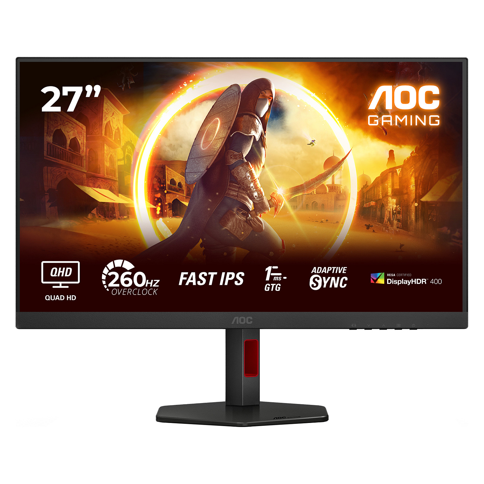 Monitor Gaming AOC 27G4ZR / 27"/ Quad HD Fast IPS AG / W-LED / 260Hz / 0.3ms / HDMI + DisplayPort + HDCP - Zezë/Kuqe