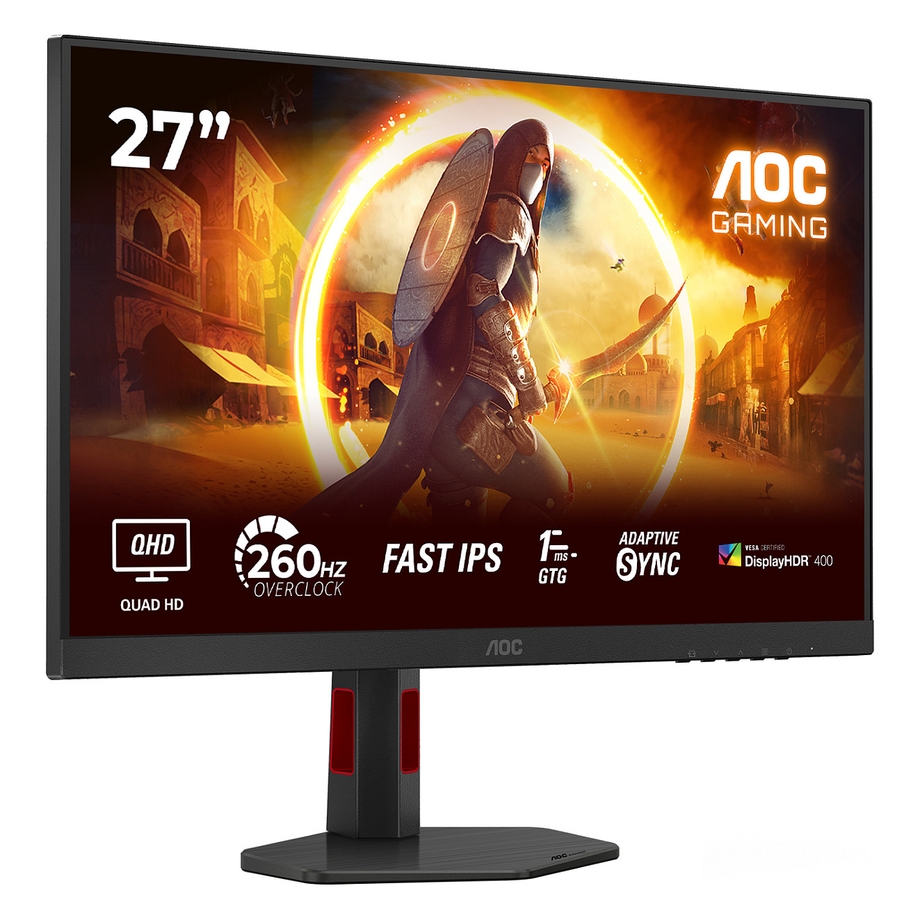 Monitor Gaming AOC 27G4ZR / 27"/ Quad HD Fast IPS AG / W-LED / 260Hz / 0.3ms / HDMI + DisplayPort + HDCP - Zezë/Kuqe - Figura 2