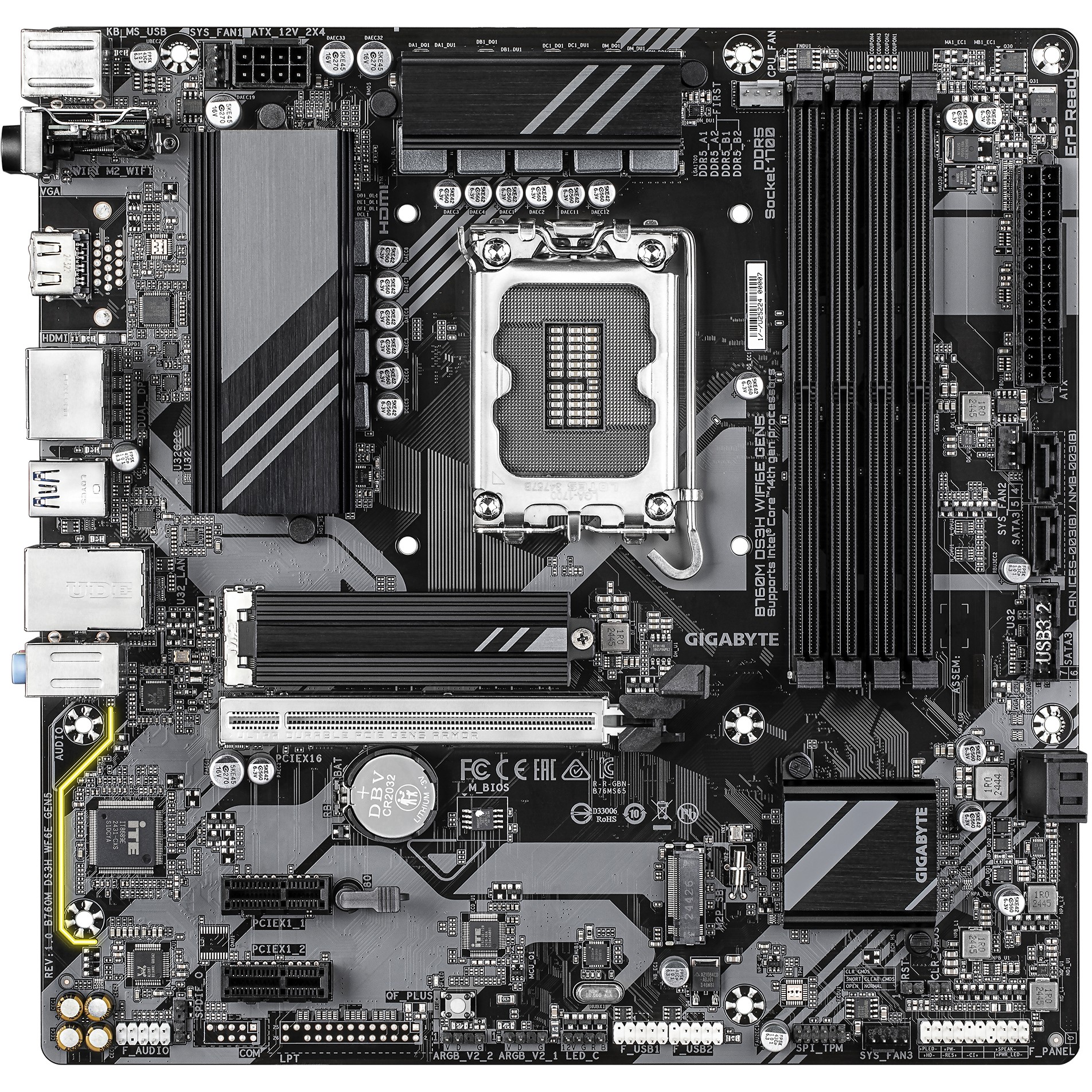 Pllakë Amë MB Intel Gigabyte B760M DS3H WF6E GEN5 / LGA 1700 / DDR5 / HDMI+DP - Figura 2