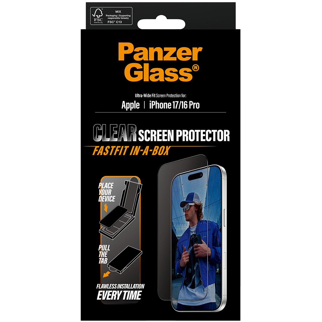 Aksesorë për telefon PanzerGlass Screen Protector / Ultra-Wide Fit with FastFit / for iPhone 17 - Kornizë e zezë / Transparente - Figura 3