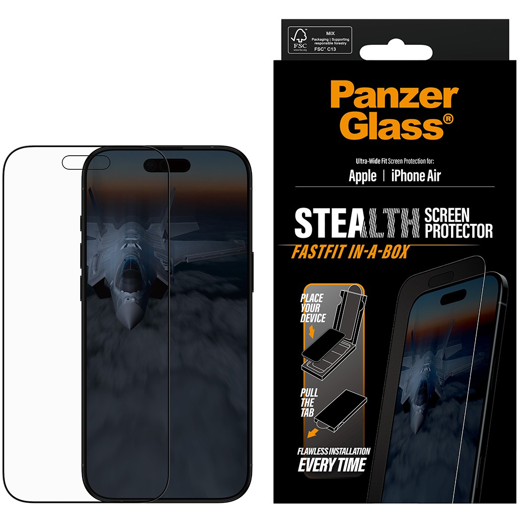 Aksesorë për telefon PanzerGlass Stealth Screen Protector Ultra-Wide Fit / FastFit / for iPhone 17 Air (Retail Box) - Kornizë e zezë / Transparente - Figura 2