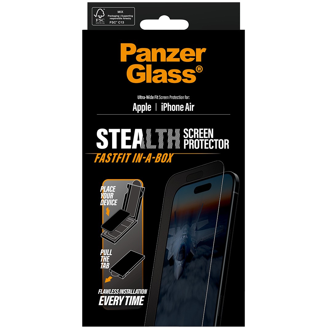 Aksesorë për telefon PanzerGlass Stealth Screen Protector Ultra-Wide Fit / FastFit / for iPhone 17 Air (Retail Box) - Kornizë e zezë / Transparente - Figura 3