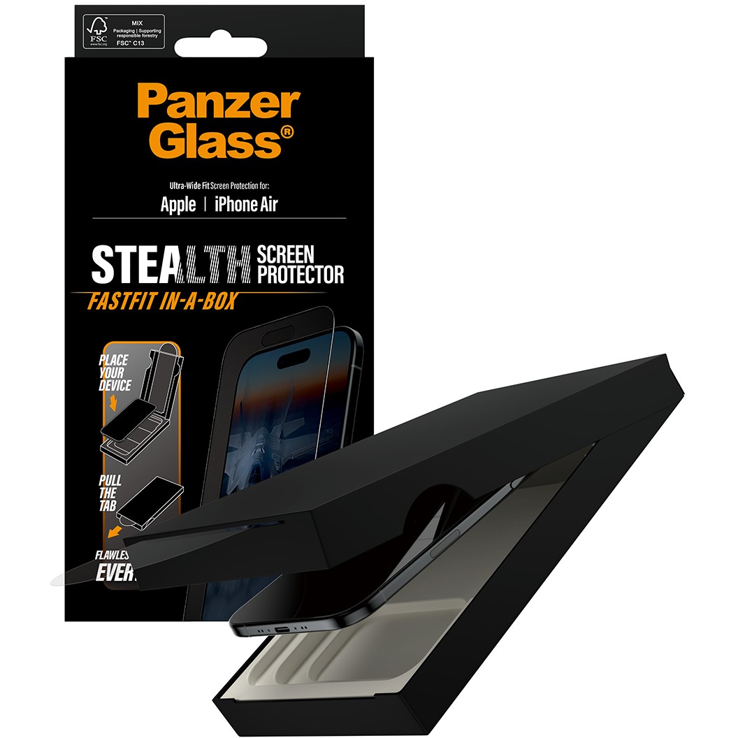 Aksesorë për telefon PanzerGlass Stealth Screen Protector Ultra-Wide Fit / FastFit / for iPhone 17 Air (Retail Box) - Kornizë e zezë / Transparente - Figura 5