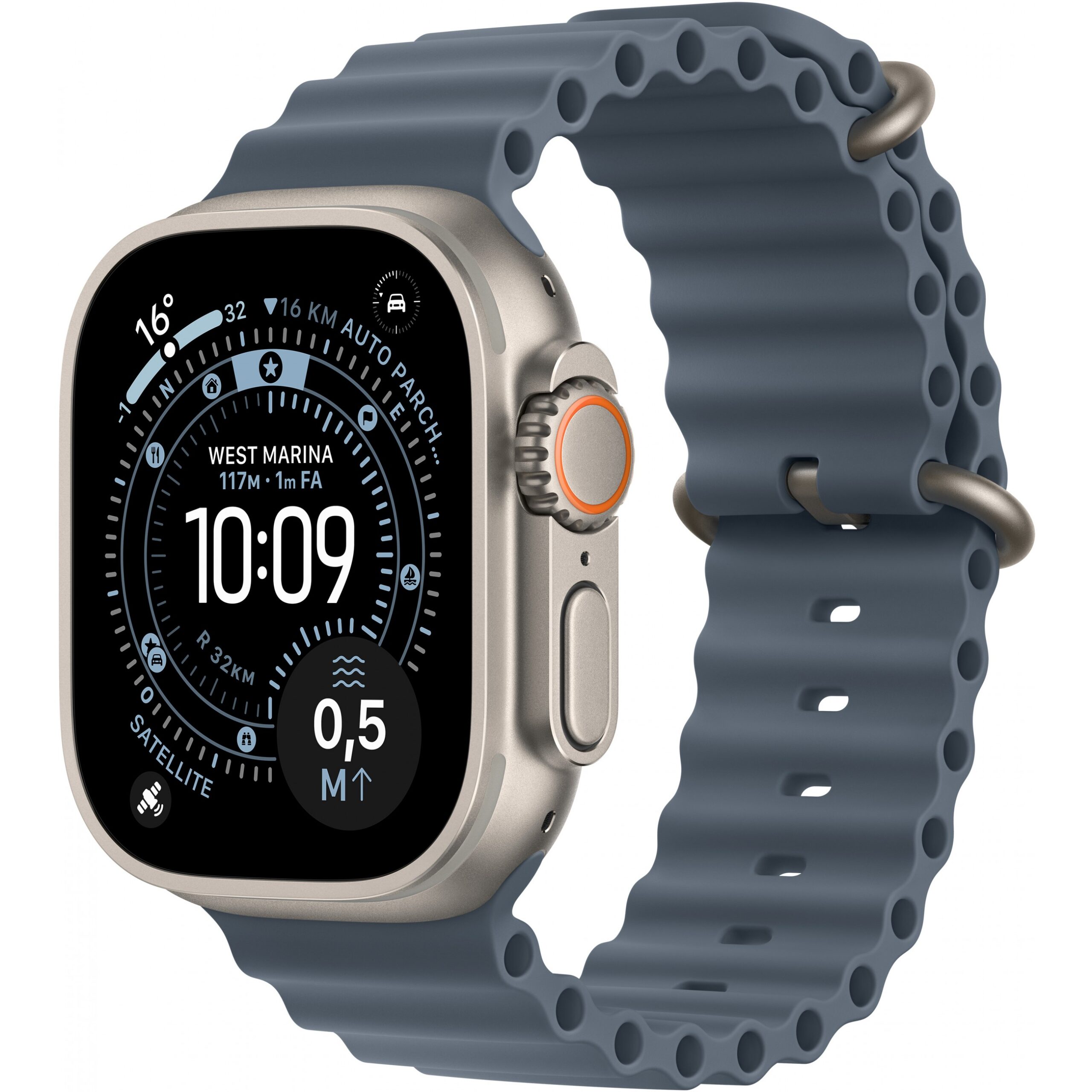 Apple Watch Ultra 3 / Cellular / 49mm / Natural Titanium Case with Blue Ocean Armband