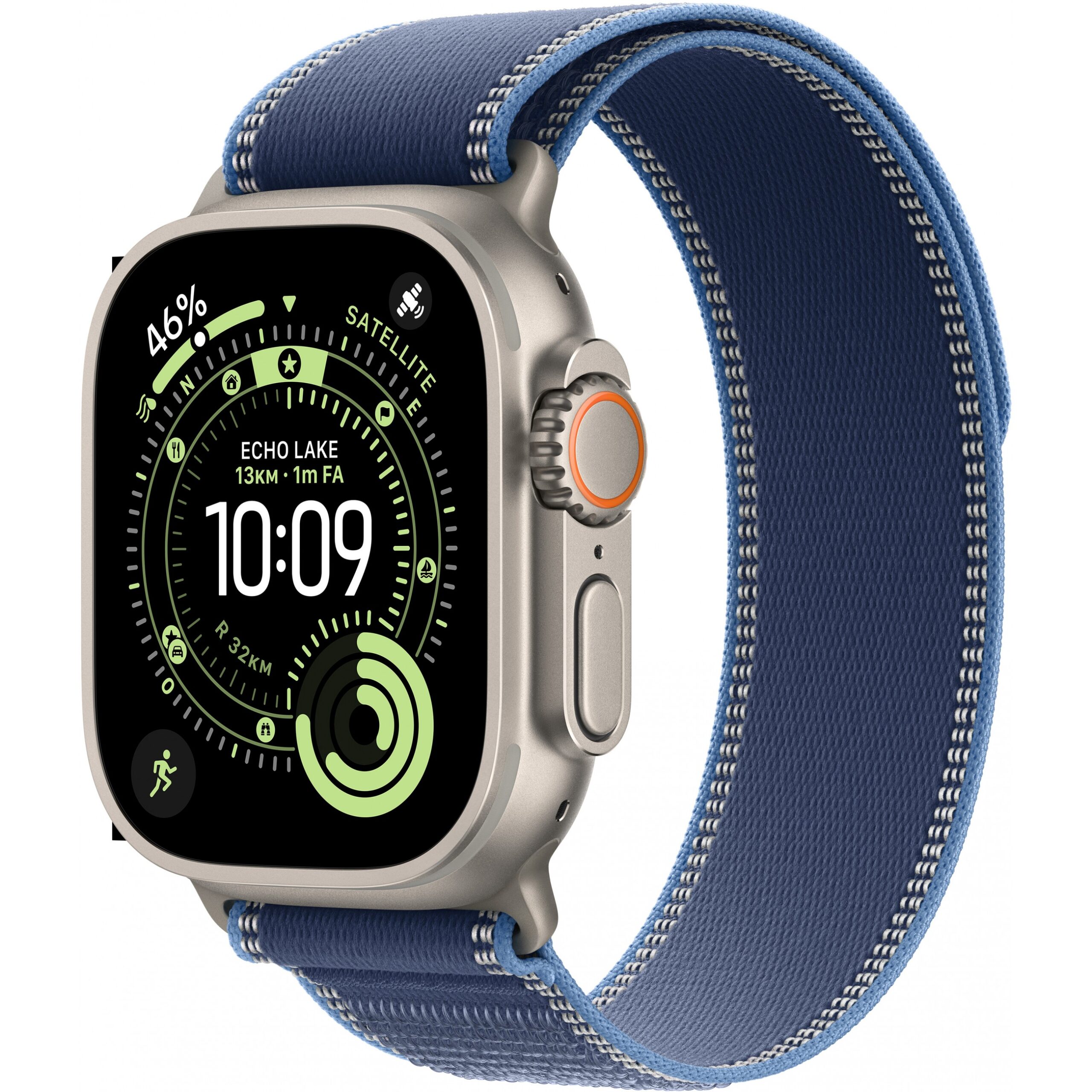 Apple Watch Ultra 3 / Cellular / 49mm / Titanium Natural Case with Trail Loop Blue Band – M/L
