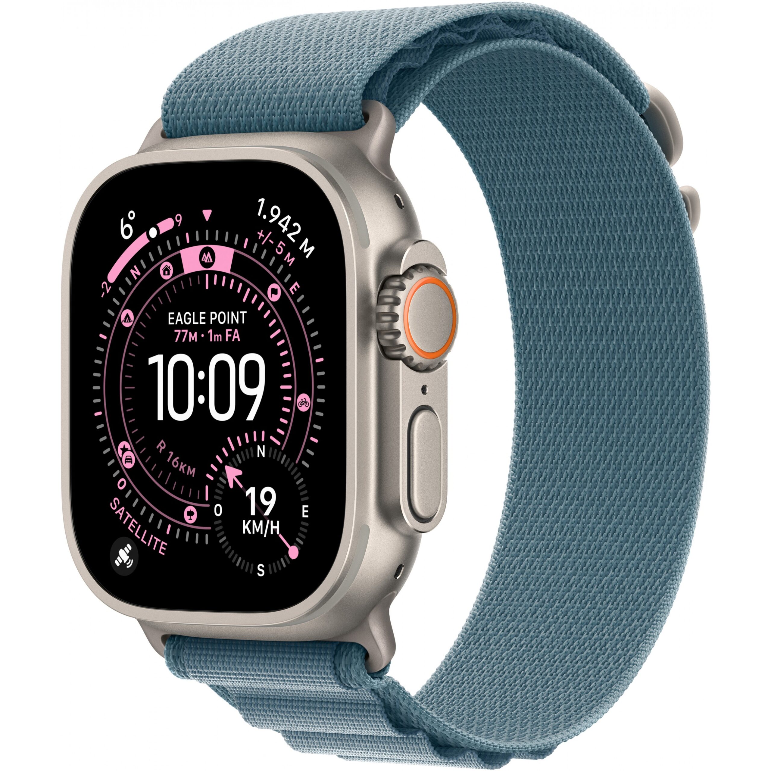 Apple Watch Ultra 3 / Cellular / 49mm / Titanium Natural Case with Alpine Loop Light Blue Band – Large
