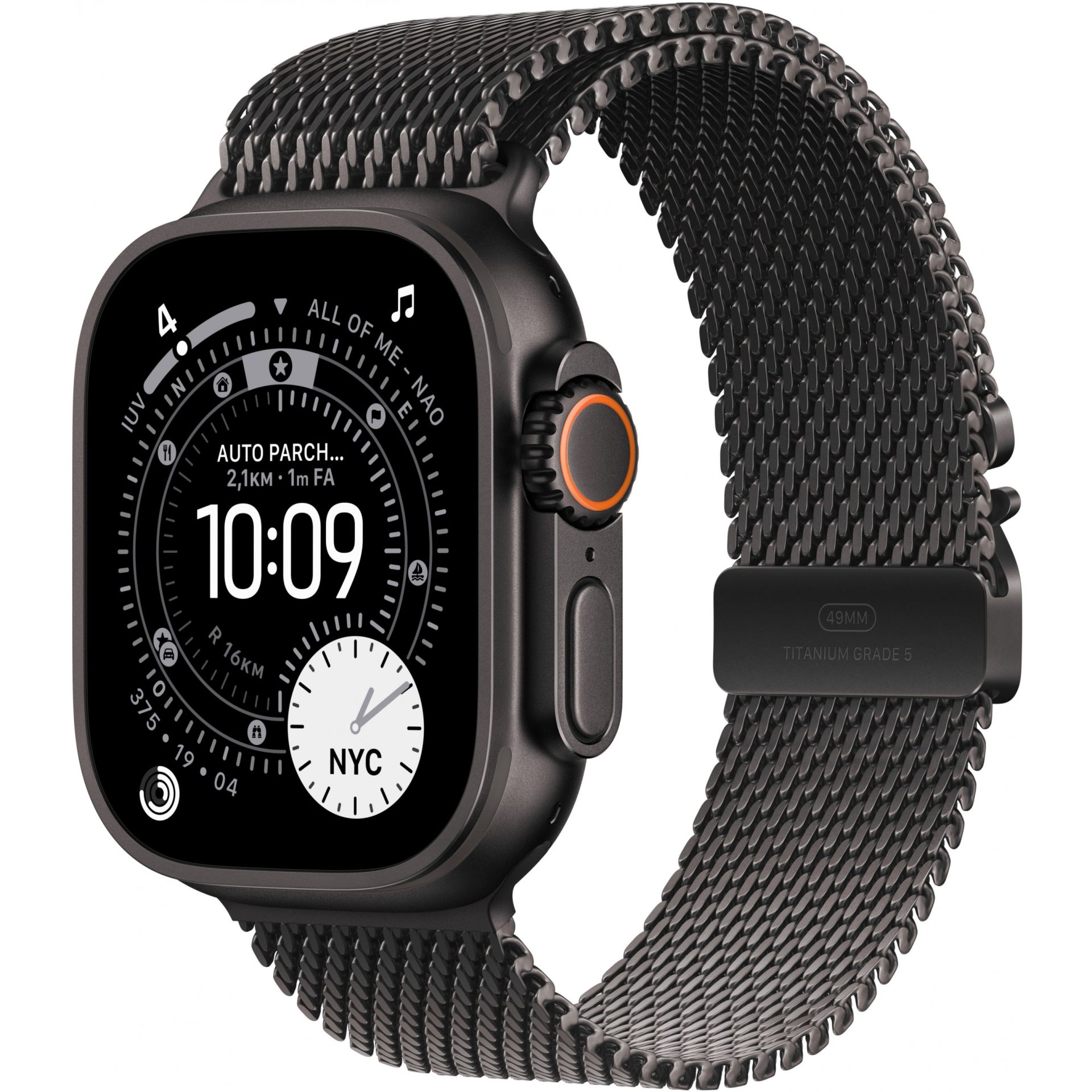 Apple Watch Ultra 3 / 49mm / GPS + Cellular / Titanium Black Case with Titanium Black Milanese Band - S