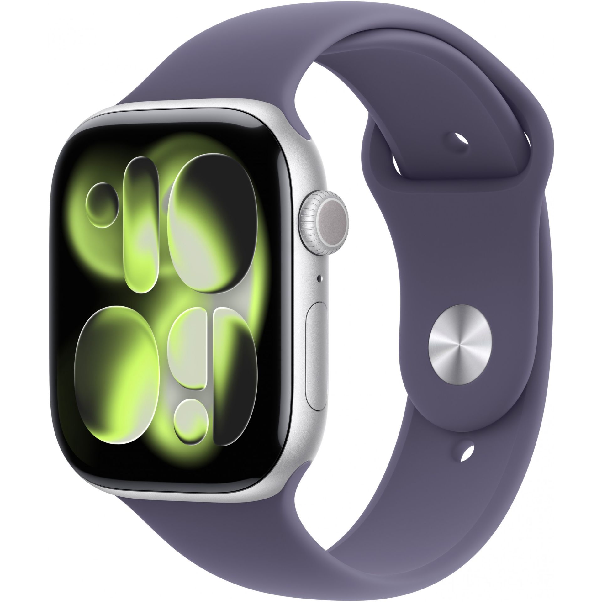 Apple Watch Series 11 / 42mm / GPS + Cellular / Silver Aluminium Case with Fog Violet Sport Band - M/L