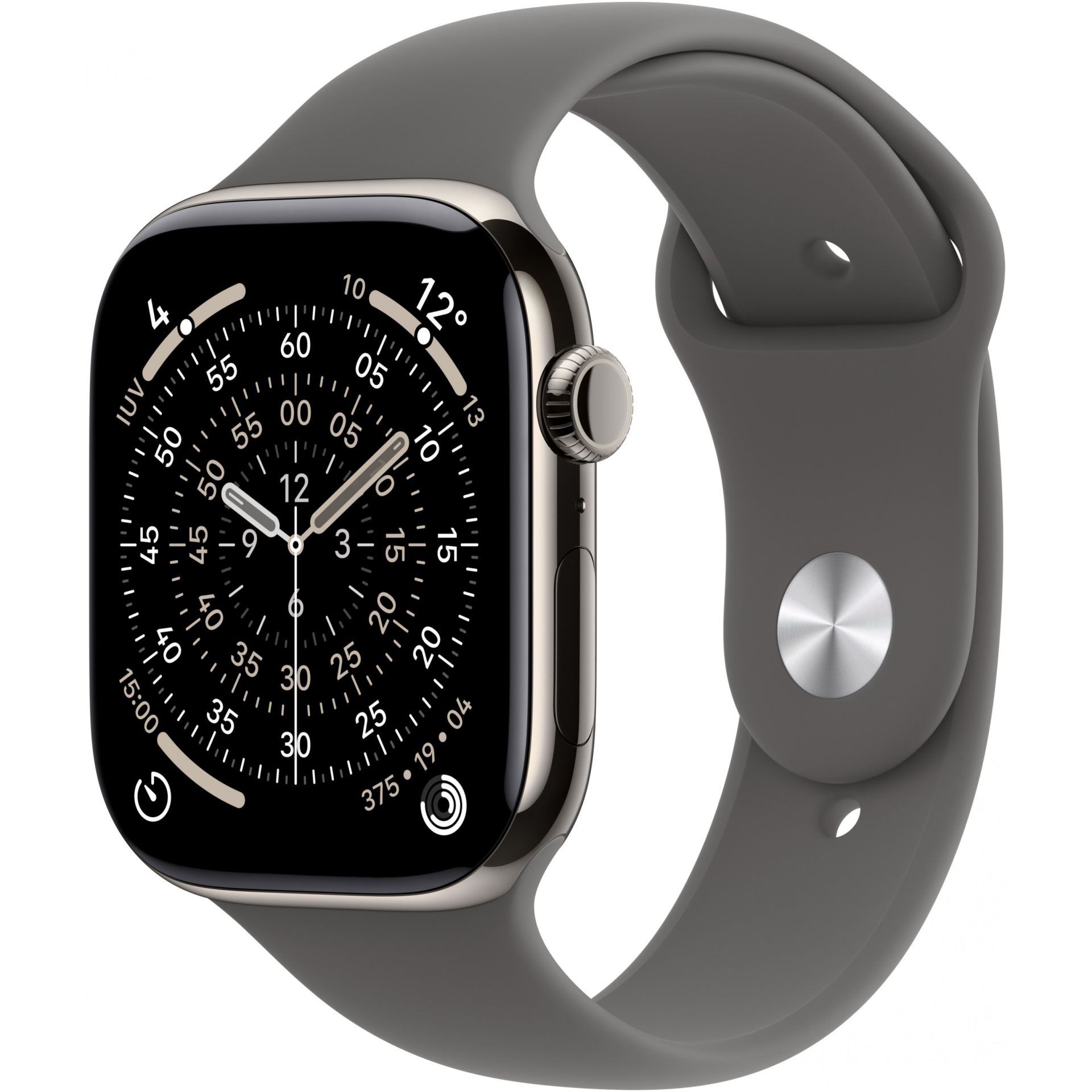 Apple Watch Series 11 / 42mm / GPS + Cellular / Natural Titanium Case with Stone Gray Sport Band - S/M