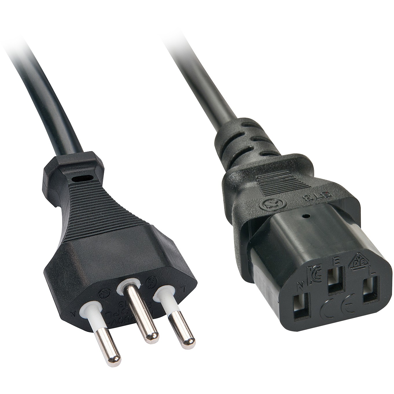 Kabllo për Furnizim me Energji IEC / LINDY Power Cable Swiss Plug to IEC320 C13 / 0.7m – Zezë