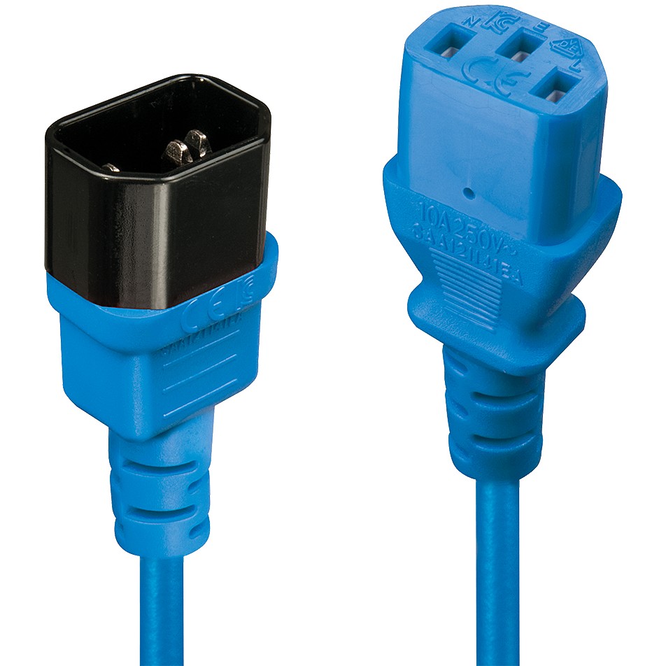 Kabllo për Furnizim me Energji IEC / LINDY Power Extension Cable IEC C14 to C13 / 0.5m – Blu