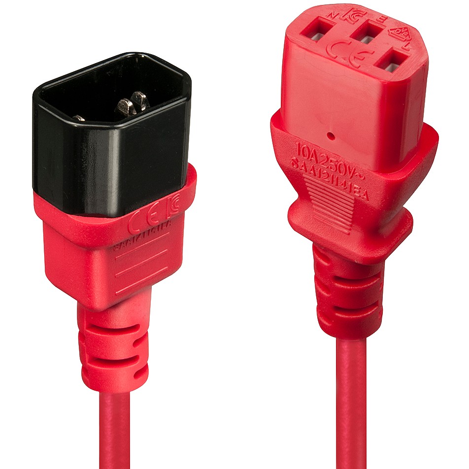 Kabllo për Furnizim me Energji IEC / LINDY Power Extension Cable IEC C14 to C13 / 0.5m – Kuqe