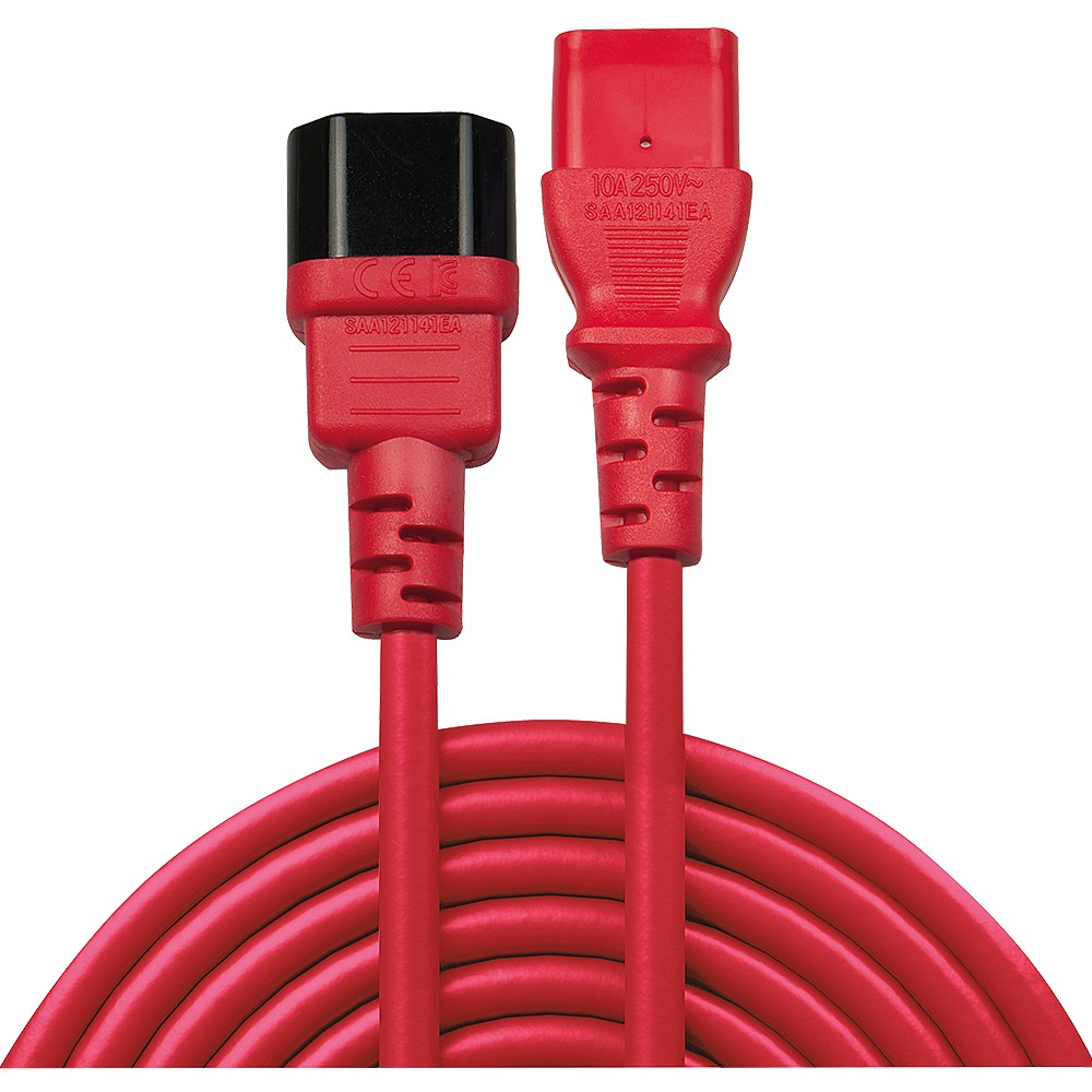 Kabllo për Furnizim me Energji IEC / LINDY Power Extension Cable IEC C14 to C13 / 2m – Kuqe - Figura 2