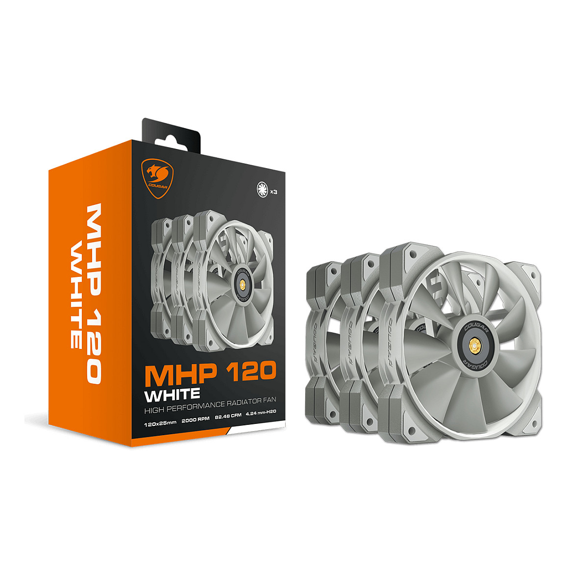Ftohës për Kasë COUGAR MHP 120 / 120mm / 3-Pack – Bardhë - Figura 5