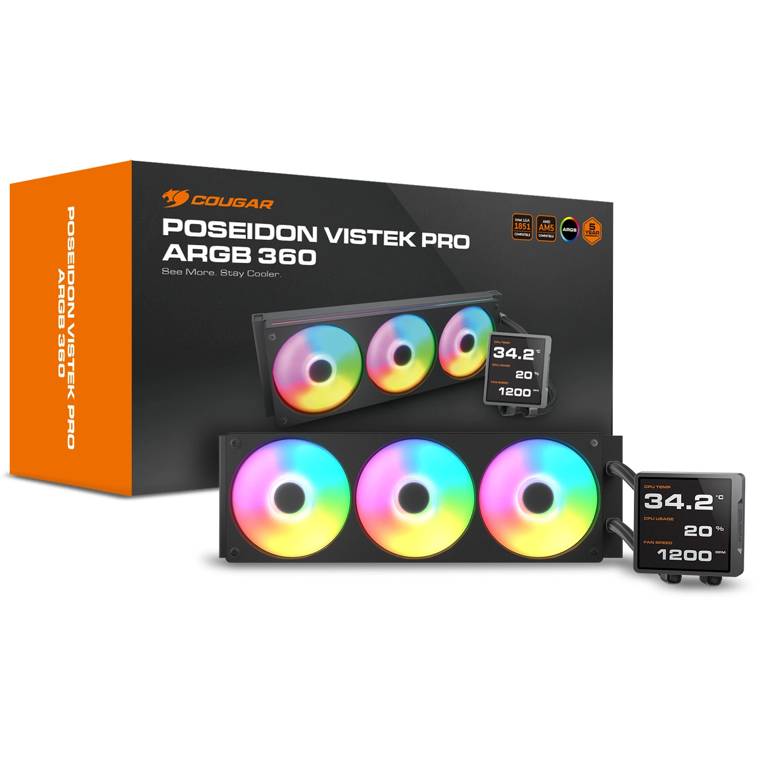 Ftohës për Procesor COUGAR Poseidon Vistek Pro 360 ARGB – Zezë - Figura 5