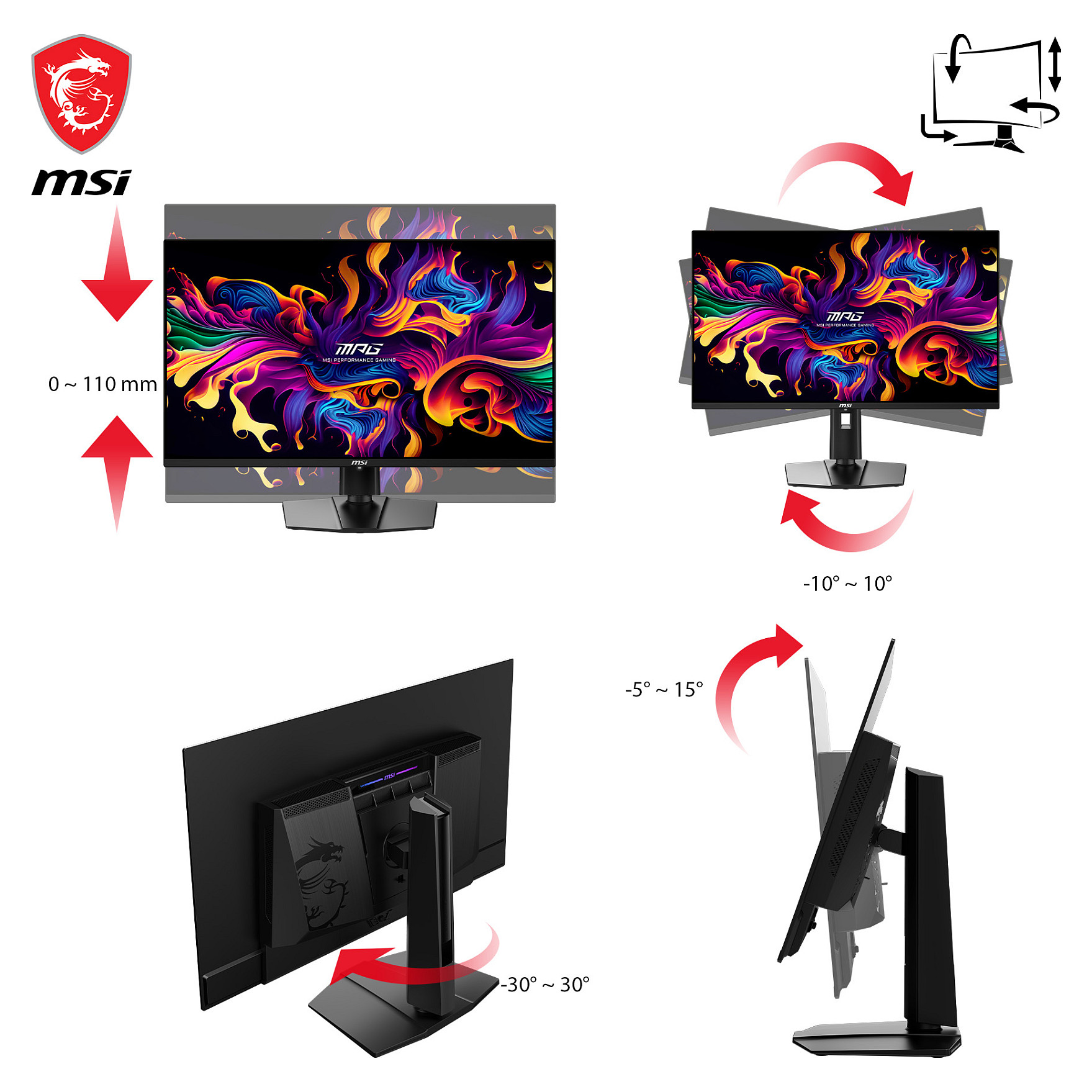 Monitor Gaming MSI MPG 321URXDE / 31.5" / 4K Ultra HD / QD-OLED / 240 Hz / 1 ms / HDMI+USB+DP - Zezë - Figura 5