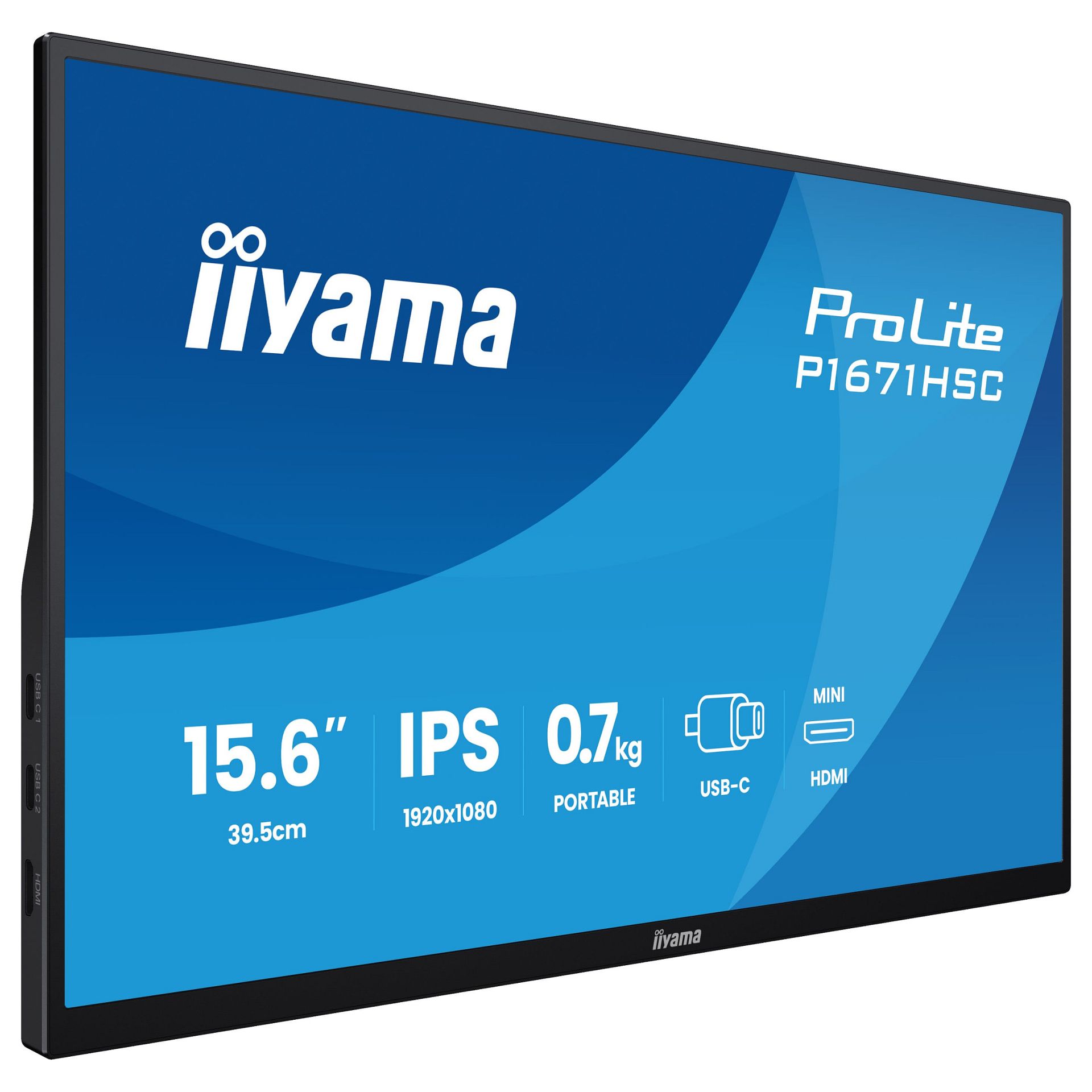 Monitor IIYAMA P1671HSC-B1 / 15.6" / Full HD IPS LED / 60 Hz / 3ms / USB-C + HDMI - Zezë - Figura 3