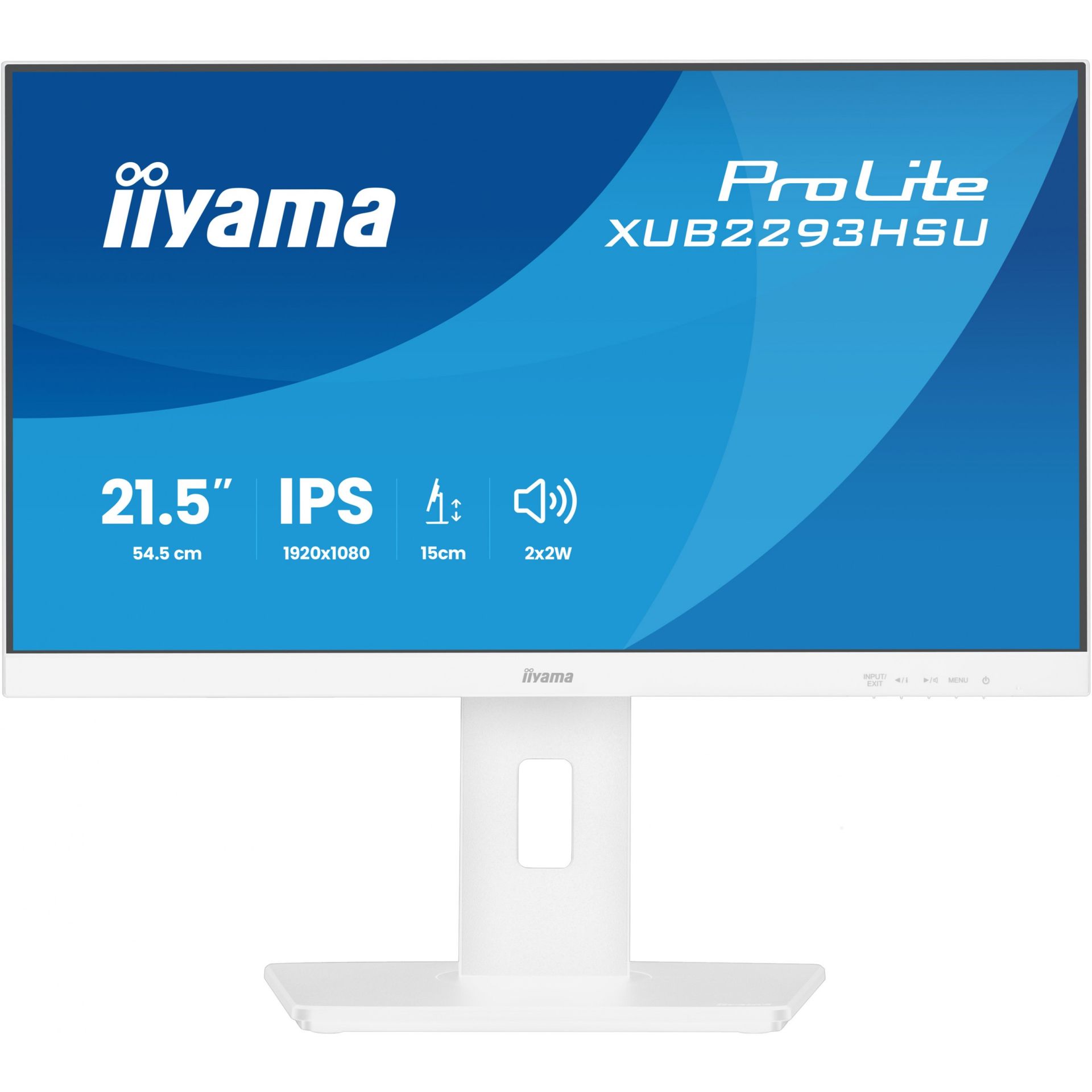 Monitor IIYAMA XUB2293HSU-W7 / 21.5" / Full HD IPS LED / 100 Hz / 1ms / USB + HDMI + DP - Bardhë - Figura 2