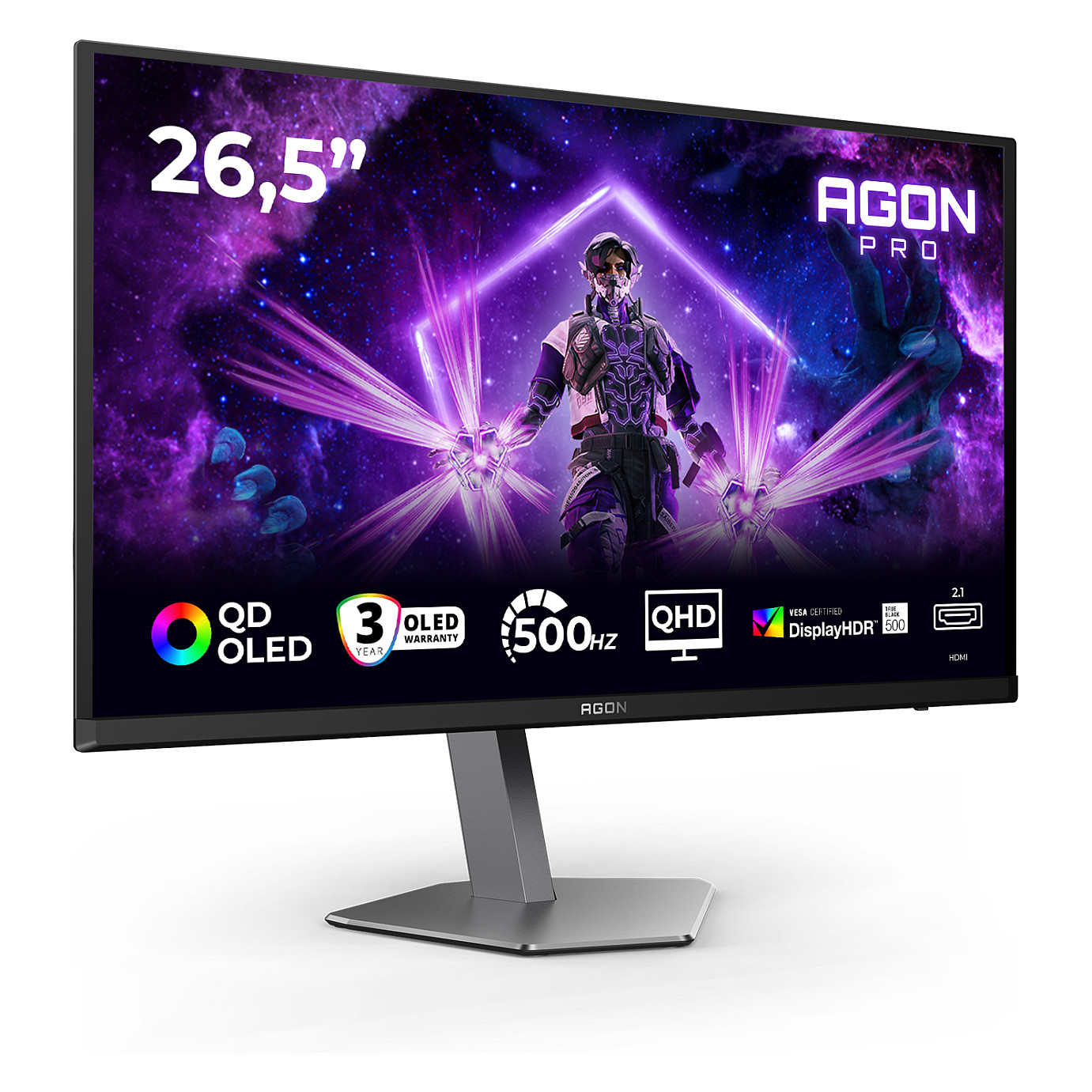 Monitor Gaming AOC AGON PRO AG276QKD2 / 26.5"/ Quad HD AG / QD-OLED / 500Hz / 0.03ms / USB + HDMI + DisplayPort + HDCP - Zezë/Gri - Figura 2