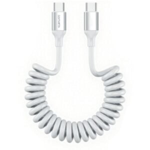Kabllo USB-C 4smarts Coiled Cable / 100W – Bardhë