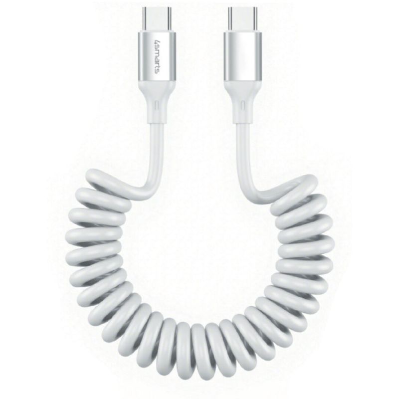 Kabllo USB-C 4smarts Coiled Cable / 100W – Bardhë
