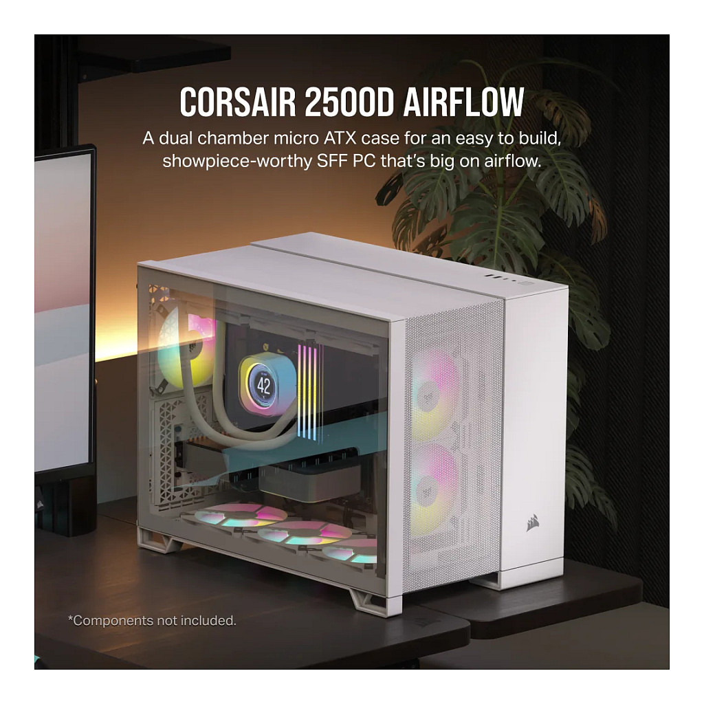 Kasë Corsair Midi 2500D Airflow / Tempered Glass - Bardhë - Figura 2