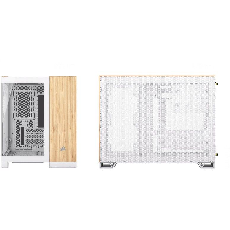 Kasë CORSAIR mATX 2500X Tempered Glass – Bardhë/Dru Bambu - Figura 2