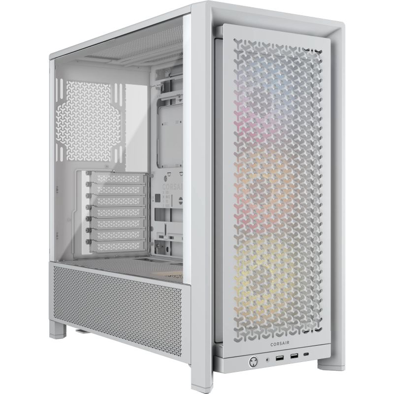 Kasë CORSAIR 4000D RS ARGB Mid‑Tower ATX Gaming Case – Bardhë