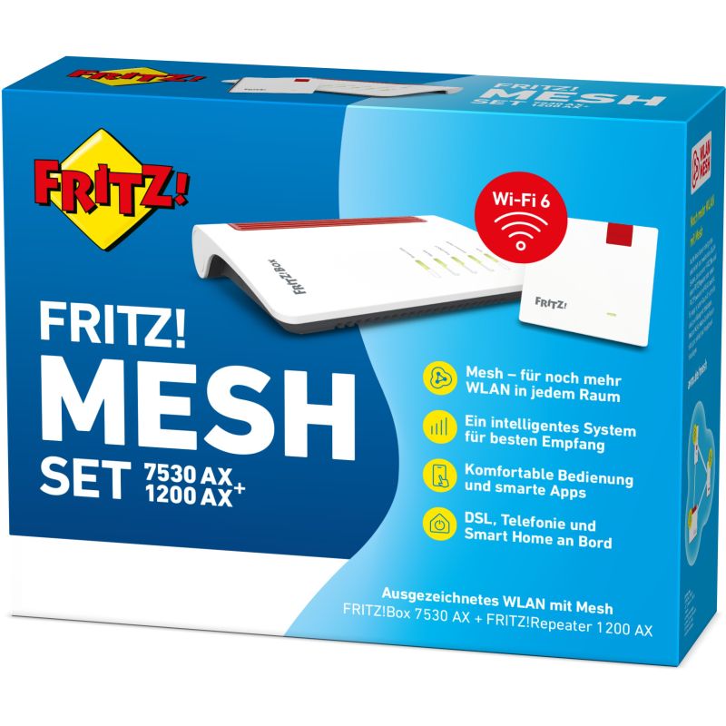 Ruter AVM FRITZ!Mesh Set 7530 AX + 1200 AX / Wi-Fi 6 Mesh & Repeater Kit - Figura 4