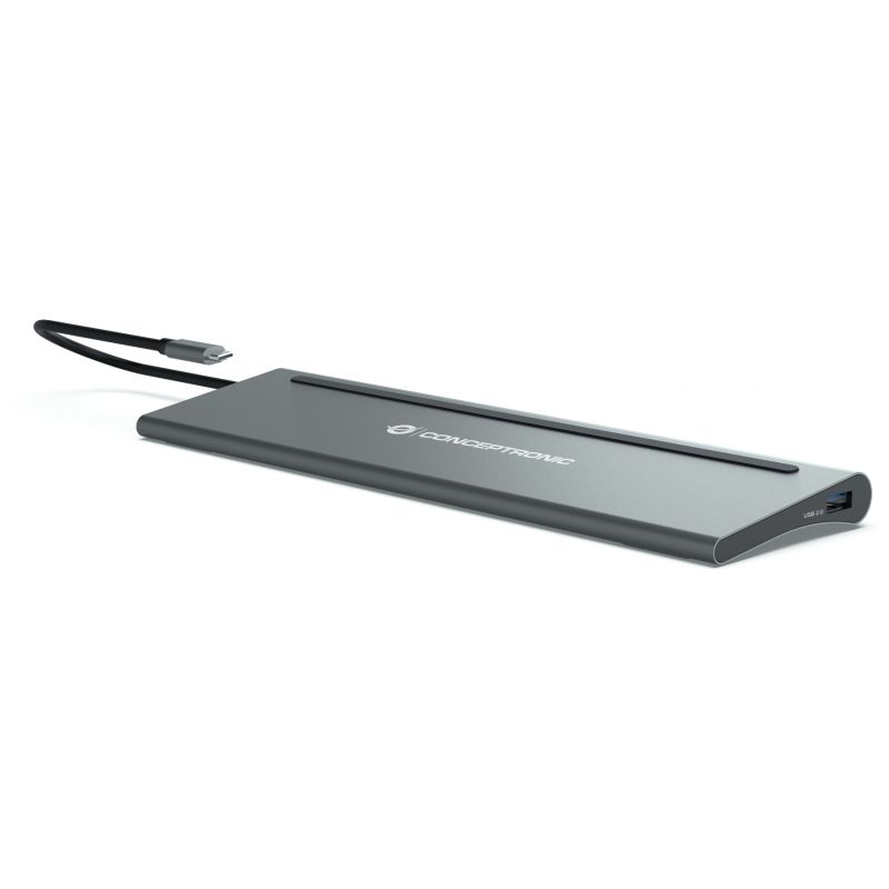 Docking Station CONCEPTRONIC 12-në-1 USB-C në 2xHDMI/3xUSB-A/DP - Hiri - Figura 3