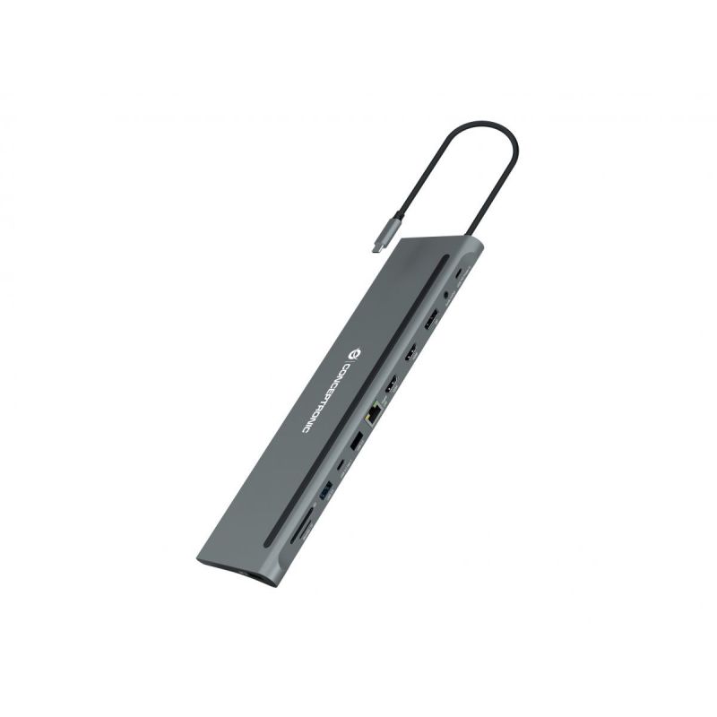 Docking Station CONCEPTRONIC 12-në-1 USB-C në 2xHDMI/3xUSB-A/DP - Hiri - Figura 4