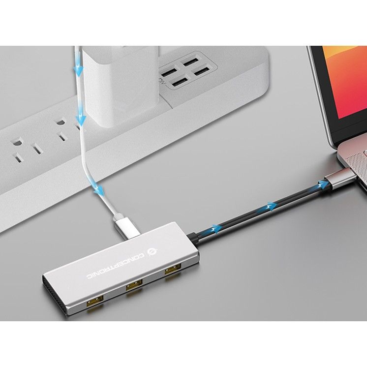 Hub Udhëtimi CONCEPTRONIC 7-në-1 USB-C në 3xUSB-C/3xUSB-A - Hiri - Figura 4