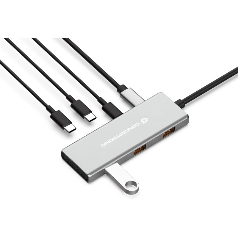 Hub Udhëtimi CONCEPTRONIC 7-në-1 USB-C në 3xUSB-C/3xUSB-A - Hiri - Figura 2