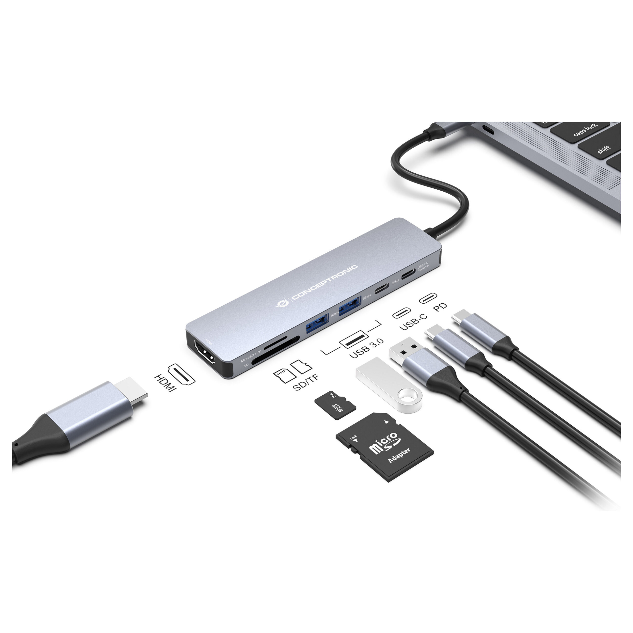 Docking Station Conceptronic 7-in-1 / USB-C + HDMI + USB-A - Figura 3