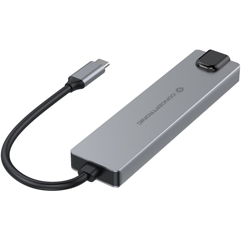 Hub Udhëtimi CONCEPTRONIC 6-në-1 USB-C në HDMI/2xUSB-A/USB-C - Argjend - Figura 2
