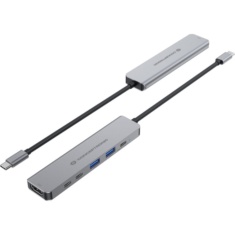 Hub Udhëtimi CONCEPTRONIC 6-në-1 USB-C në HDMI/2xUSB-A/2xUSB-C - Hiri - Figura 4