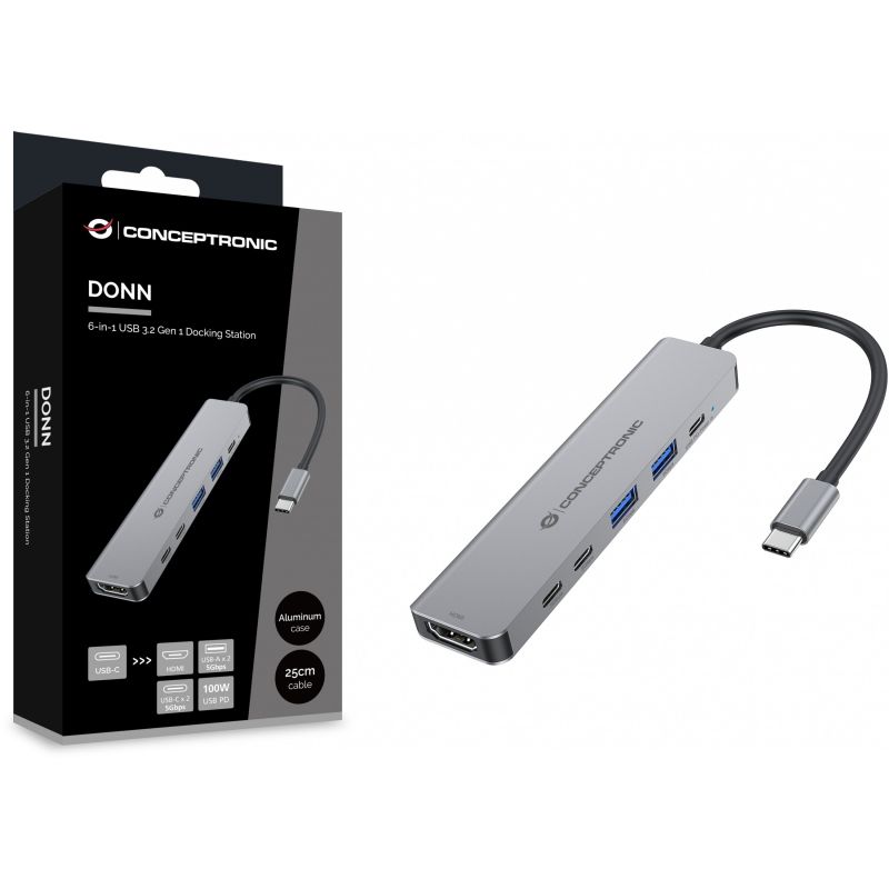 Hub Udhëtimi CONCEPTRONIC 6-në-1 USB-C në HDMI/2xUSB-A/2xUSB-C - Hiri - Figura 5