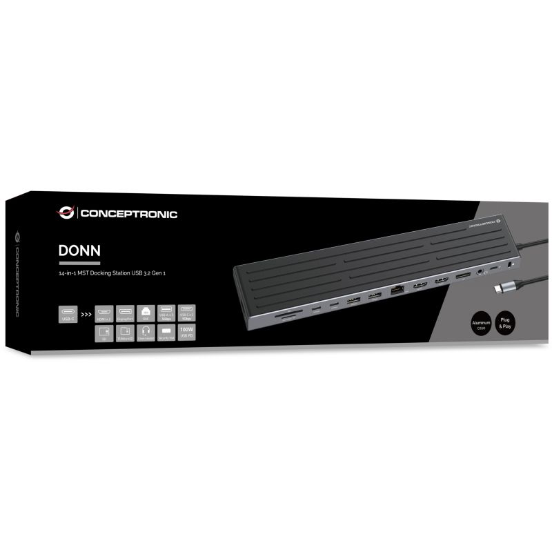 Docking Station CONCEPTRONIC 14-në-1 USB-C në 2xHDMI/DP/2xUSB-C - Zezë - Figura 5