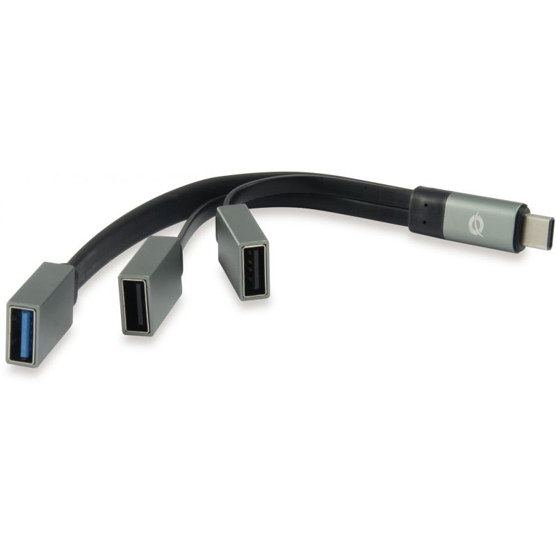 HUB Conceptronic / 3‑Port / USB‑C 3.2 Gen1 → 2x USB‑A 2.0 + 1x USB‑A 3.0 / Bus‑Powered – Gri