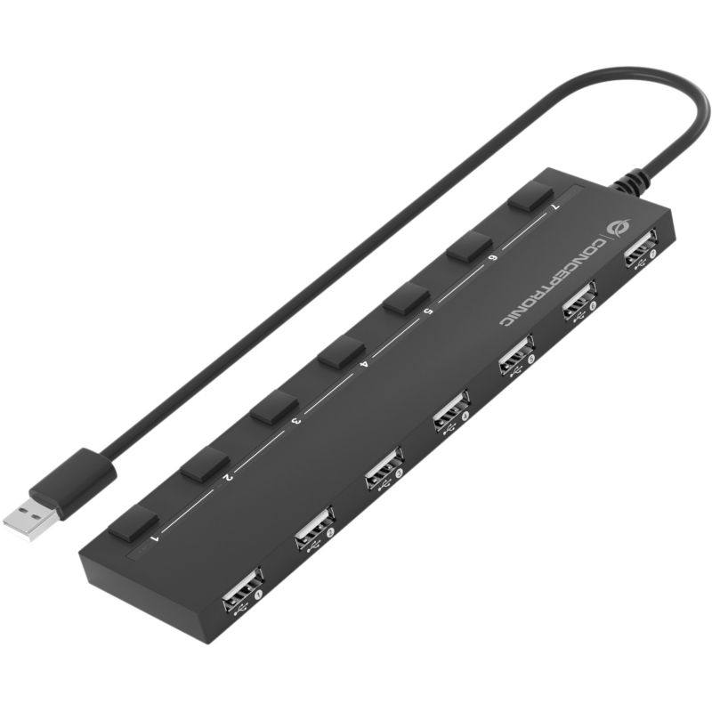 HUB Conceptronic / 7‑Port / USB‑A 2.0 → 7x USB‑A 2.0 / DC Bus‑Powered – Zezë - Figura 2