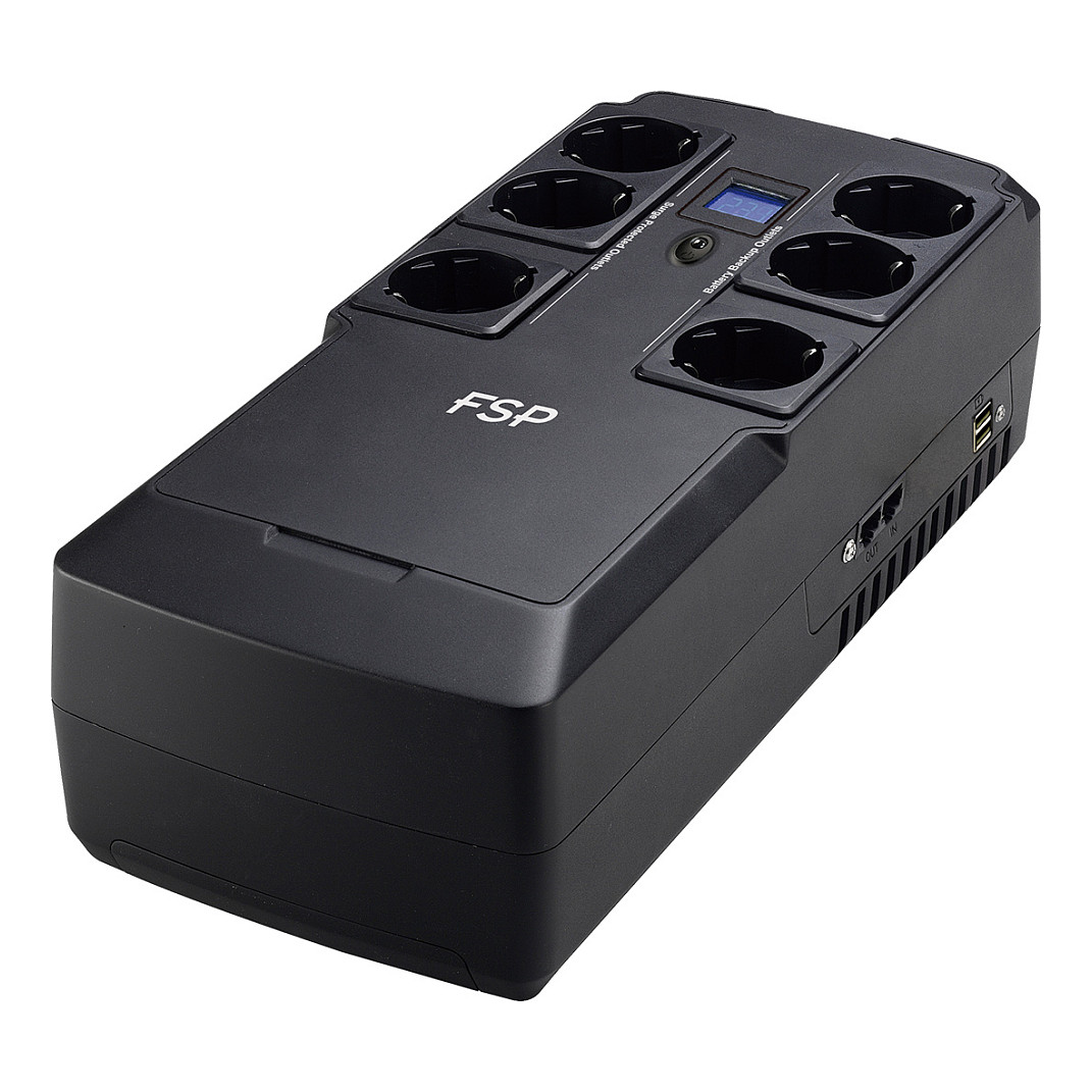FSP NanoFit 600 UPS 600VA / 360W – Offline Backup Power with 6 Schuko Sockets & 2 USB Ports
