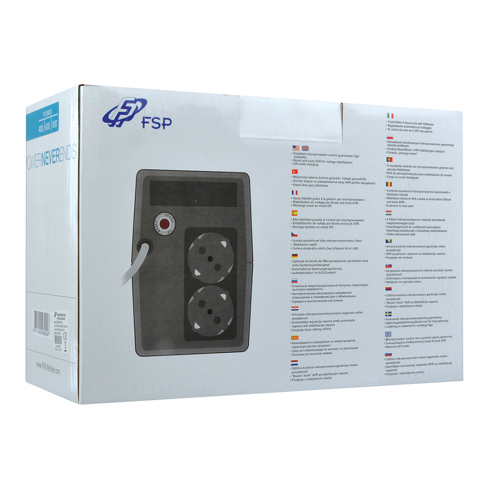 FSP FP 800 UPS 800VA / 480W – Line-Interactive UPS with AVR & 2x Schuko Sockets for PC & Network Backup - Figura 5