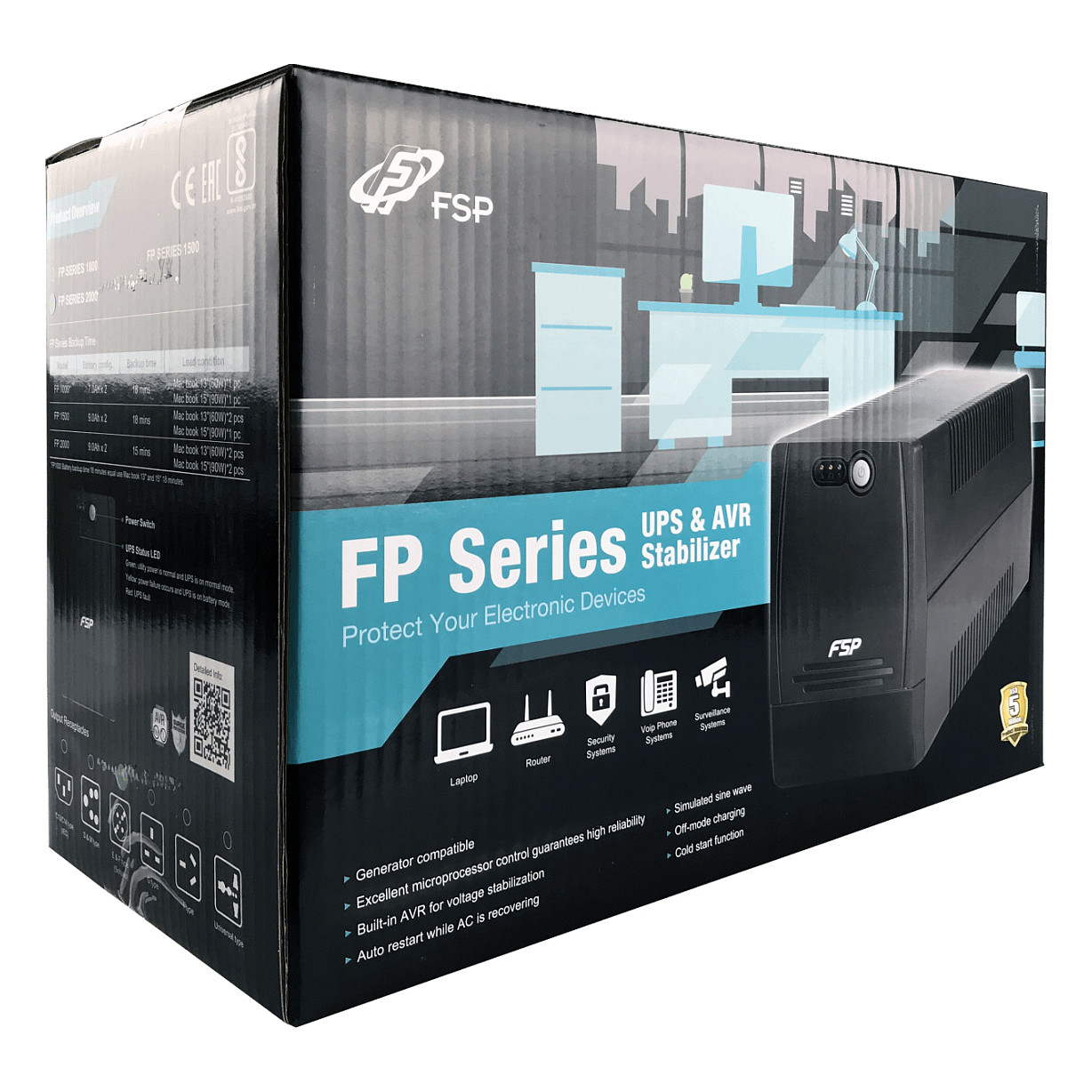 FSP FP1500 1500VA / 900W Line-Interactive UPS – AVR Tower UPS with Dual 9Ah Batteries - Figura 4