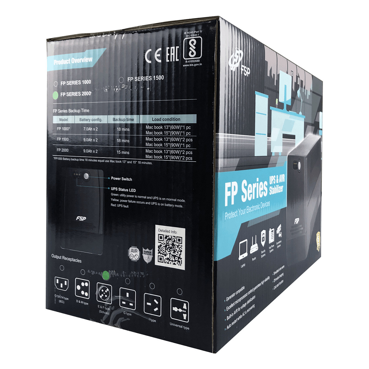 FSP FP1500 1500VA / 900W Line-Interactive UPS – AVR Tower UPS with Dual 9Ah Batteries - Figura 5
