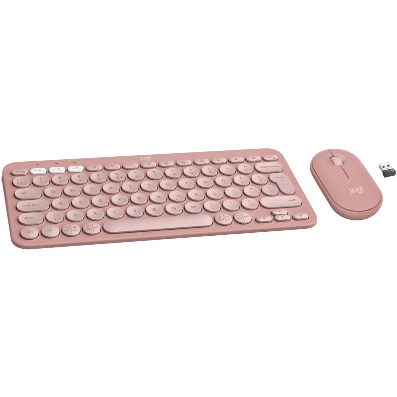 Combo (Tastierë & Maus) Logitech Pebble 2 Wireless Keyboard and Mouse Combo / US QWERTY Layout – Rozë