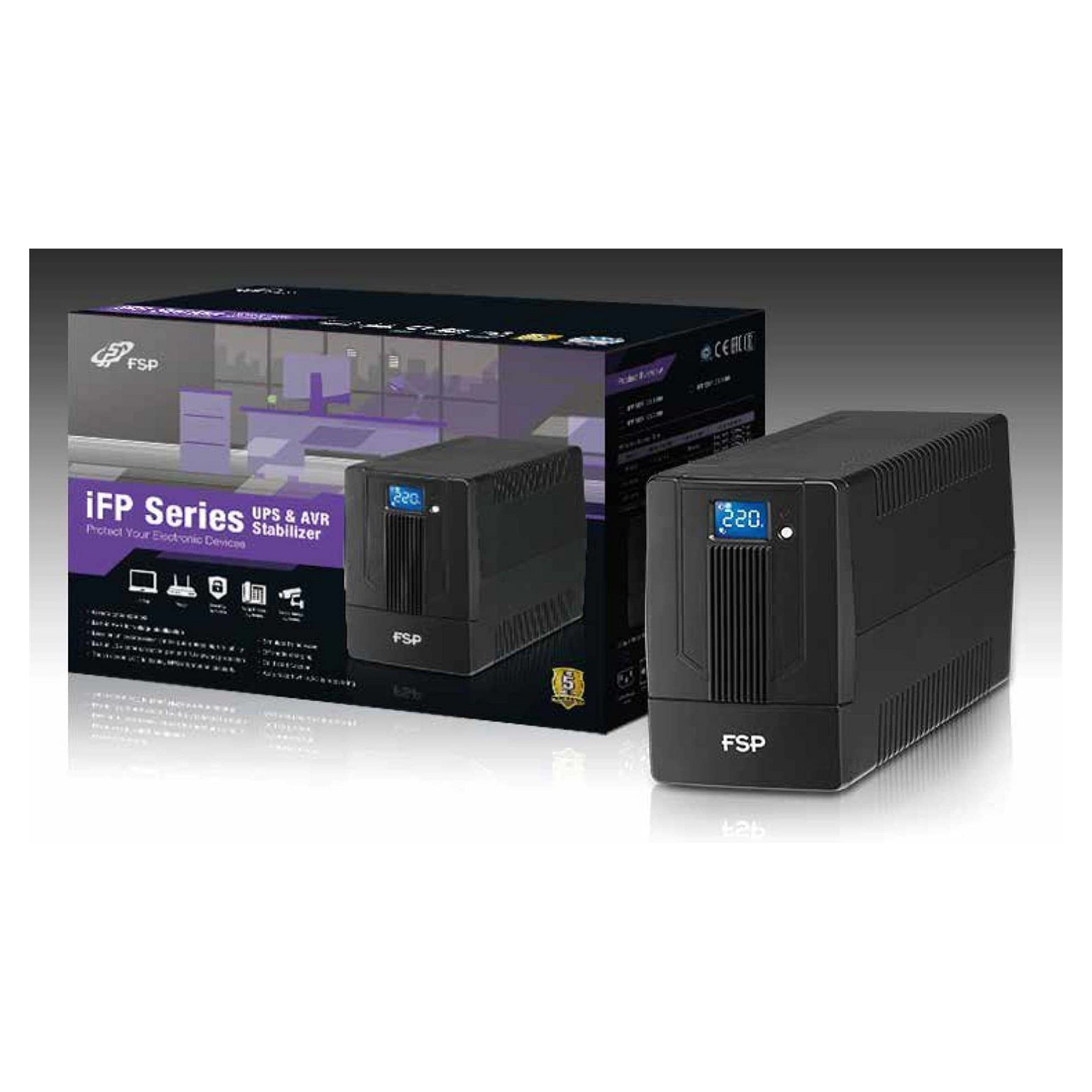 FSP iFP800 UPS 800VA / 480W – Line-Interactive AVR UPS with LCD Display & 2x Schuko 230V Backup Power - Figura 4