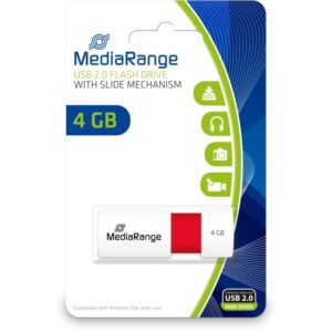 USB Flash Drive / MediaRange / 4GB / USB 2.0 / Slider / Kuqe