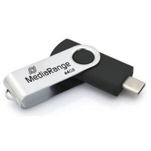 USB Flash Drive / MediaRange / 64GB / USB 3.2 Gen1 / USB-C /  Bardhë-Zezë