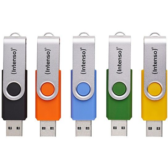 USB Flash Drive / Intenso Office Line / 256 GB / USB 3.2 / Multipack x5 / Zezë-Blu-Portokalli-Verdhë-Gjelbër - Figura 2