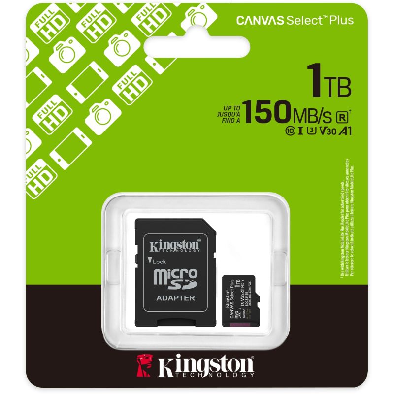 Kartë Memorie SD Kingston 1TB microSDXC Canvas Select Plus Gen3 150MB/s A1 + Adapter - Figura 3